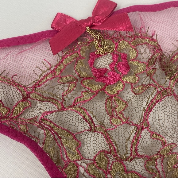 Agent Provocateur Lysianne Gold Fuchsia Brief AP2 Small NWT $215 - Picture 7 of 11